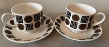 2 Sheridan Staffordshire Fine Bone China Cup & Saucer Set Brown/White