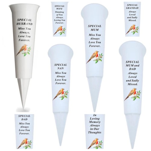 White plastic memorial spike - plastic,