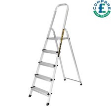 TOUGH MASTER Step ladder folding aluminium & steel 5 steps top hand rail