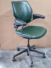 Humanscale Freedom Office Chair – Dark Green Leather – Ergonomic Adjustable Arms