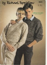 Unisex Sweater Aran Knitting Pattern Copy Richard Poppleton 0041 32-48 ins