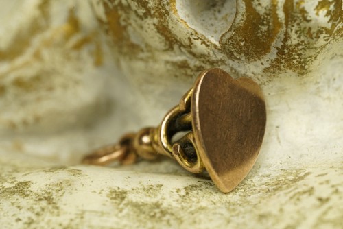 Antique heart shaped - shaped, fob