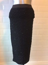 SIZE 8 BLACK STRETCH WIGGLE SKIRT SEQUINS GOTH STEAMPUNK WHITBY PARTY CHRISTMAS