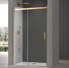 1200mm 8mm Frameless Brushed Brass Gold Sliding Shower Door