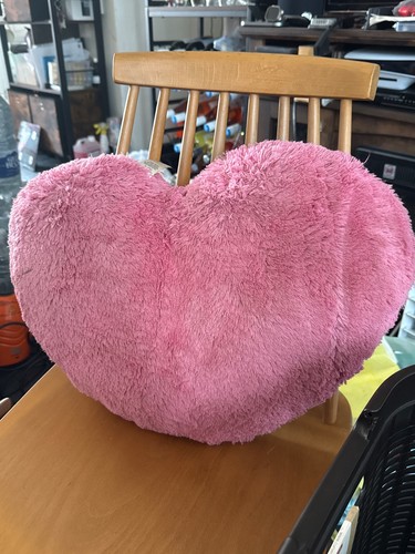 Fluffy pink heart cushion - fluffy,