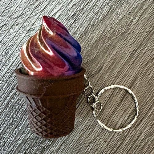 Ice cream cone keyring with - ice,
