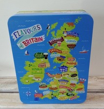Embossed Marks & Spencer Flavours of Britain Biscuit Tin. Empty VGC