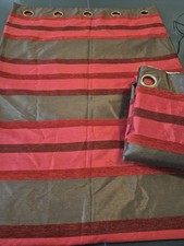 Modern Next used eyelet curtains 66x90 in brown and red stripes 