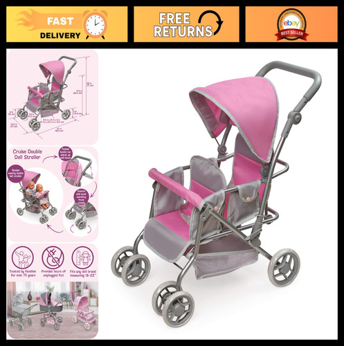 Double doll stroller with - doll,