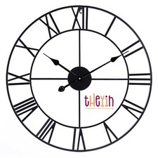 ?Super SILENT Large Roman Wall Clock Big Numerals Giant Open Face Metal 40/60cm