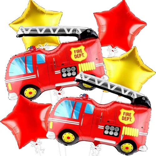6pcs fire engine - 6pcs, balloon