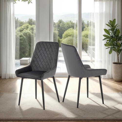 Avery grey velvet dining - x2,