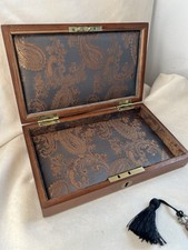 Antique Mahogany Gents Keepsake / Watch Box with Key