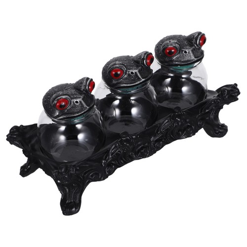 Black vintage frog spice - frog, jars