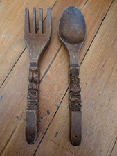 MCM Large Carved Wooden Fork