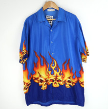 Vintage Flame Graphic Shirt Y2K Skater Surf Festival 90s SZ 2XL (V1036)