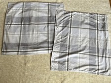 Pair Dorma Continental Pillowcases Brushed Cotton Grey Yellow Check Reversible