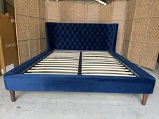 Dwell Cavendish Bed Frame, King, 5ft, Blue Velvet