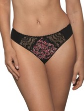 Playtex Flower Elegance Mini Brief  Size M 12 Black Lace Wild Flowers P0718