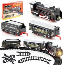 Classic Battery Operated Train Set Light Tracks Carriage Vintage Toy Kids Gift