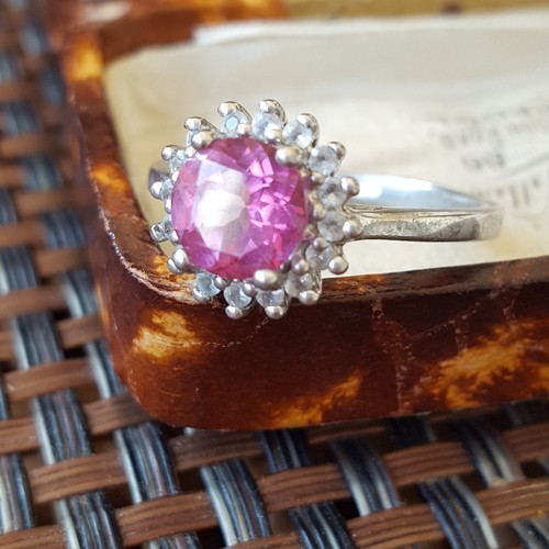Sterling silver halo ring pink - sterling,