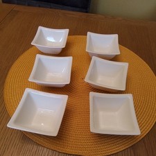 6 X Ceramic Dipping Bowls Small Mini Bowl White great for Sauces & dips in VGC 