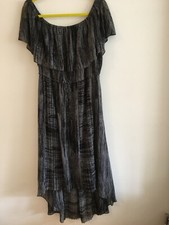 H by HALSTON LOW HIGH FRILL NECK SUN DRESS UK 16