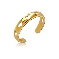 Hollow Hearts Toe Ring Golden Stainless Steel Jewellery Foot Summer Beach J315