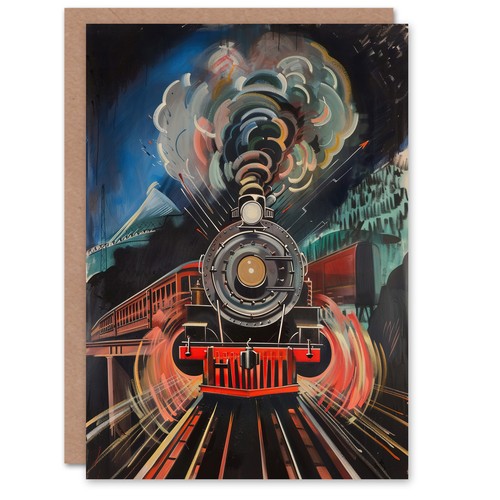 Steam train painting - steam, engine
