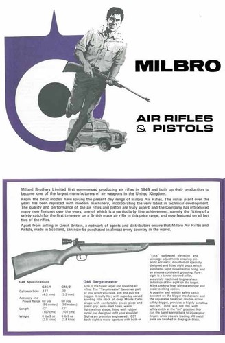 Milbro c1969 air rifles - milbro,