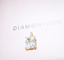 *DAZZLING* CLEAR DIAMONIQUE SOLITAIRE PENDANT 18CT GOLD OVER STERLING SILVER QVC