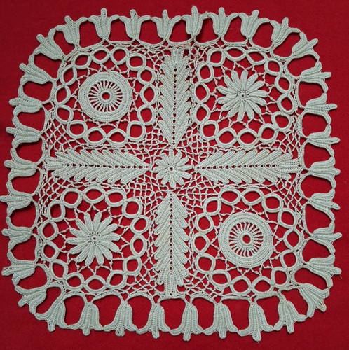 Large cream vintage lace doily - lace,