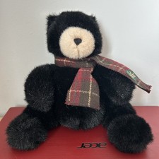 SWEET LINDT CHOCOLATE BY GUND  BLACK PLUSH BEAR WITH PLAID SCARF 8 1/2" HIGH