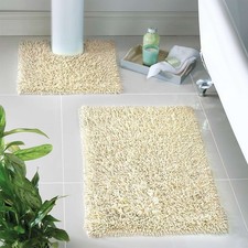 2 Piece Loop Bath Mat Ultra Soft Bathroom Rug Anti Slip Toilet Rug Pedestal Set
