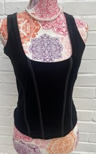 Vintage New Look Top Y2K UK 12 Black Velvet Corset 