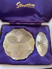 Stratton Vintage Powder Compact with Lipstick Holder and Mirror