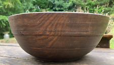 RARE LARGE ORIGINAL WELSH ELM POLE LATHE TURNED WOODEN DAIRY BOWL TREEN 18th c