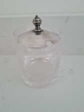 crystal jam preserve jar  stuart  crystal   honey  pot Bees Silver Plated Lid 