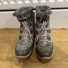 Sorel Explorer Joan Grey Women Suede Boots Cosy Waterproof Windproof Size 6