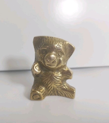 Vintage small brass teddy bear - vintage,