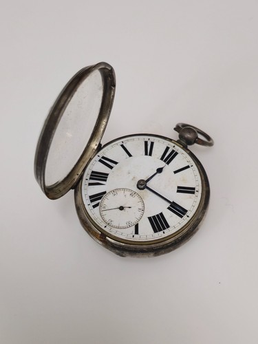 Antique silver cased pocket - silver,