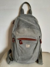 TROOP London Small Khaki Canvas & Leather Trim Backpack Daypack Rucksack Bag