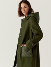 Marks & Spencer Green / Khaki Hooded Relaxed Car Coat / Parka - XS 6 / 8 / 10