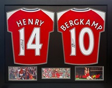 HENRY & BERGKAMP DOUBLE FRAMED SIGNED ARSENAL FOOTBALL SHIRTS WITH PROOF & COA