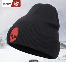 Skull Print Beanie Hat Punk Knitted - Perfect Goth Style Stocking Filler