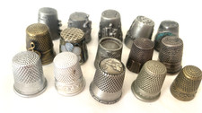 Vtg Thimbles Metal Pewter Aluminum Lot-15  Souvenir Travel Nursery Rhyme Abalone