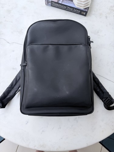 Rains black backpack - rains, book
