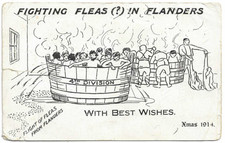 WW1 Postcard Fighting Fleas in