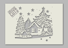 House in Forest Snow Scene