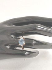 10ct Yellow Gold Blue Topaz & Diamond Ring Size N1/2 Gift Boxed 2.08g